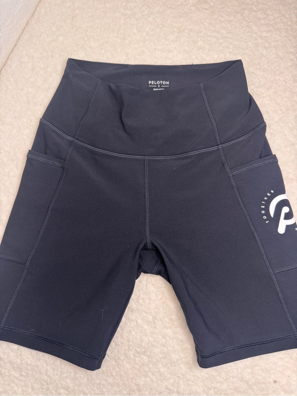 Peloton Black High-Waist Bike Shorts with Side Pockets